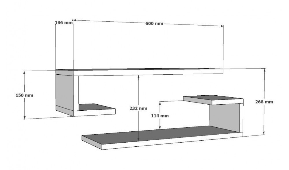Raft de perete, Eldo, Alb, 60 x 15 x 20 cm
