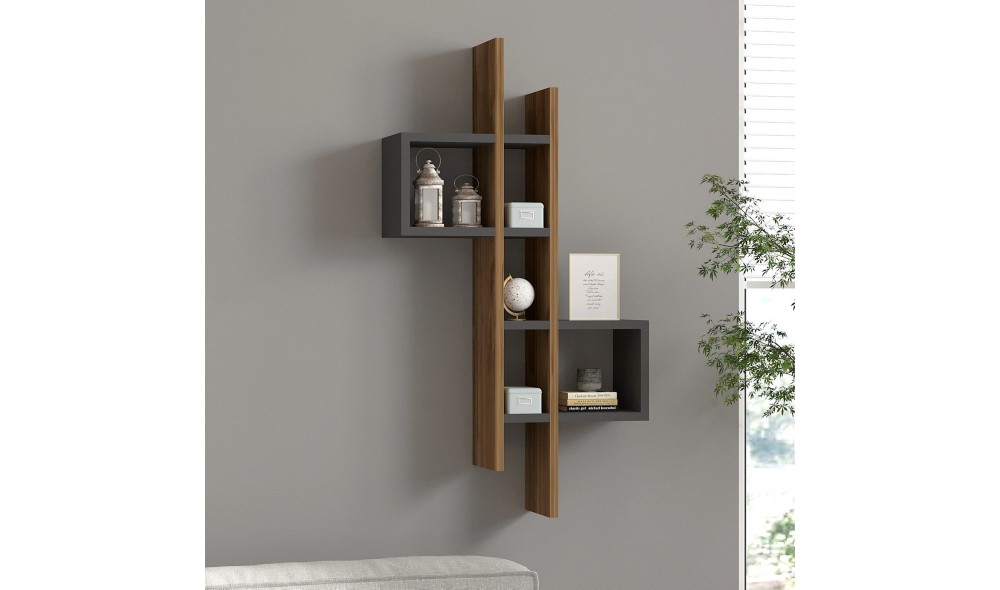 Raft de perete, Emse, StejarAntracit, 54 x 108 x 20 cm