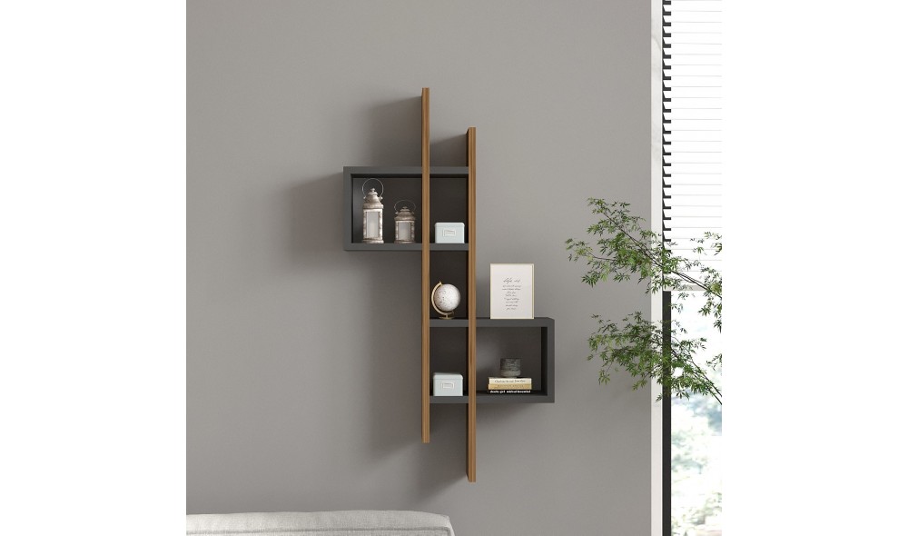 Raft de perete, Emse, StejarAntracit, 54 x 108 x 20 cm