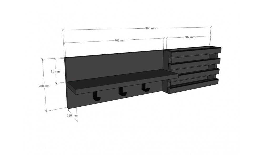 Cuier, Huso, Antracit, 80 x 20 x 11 cm