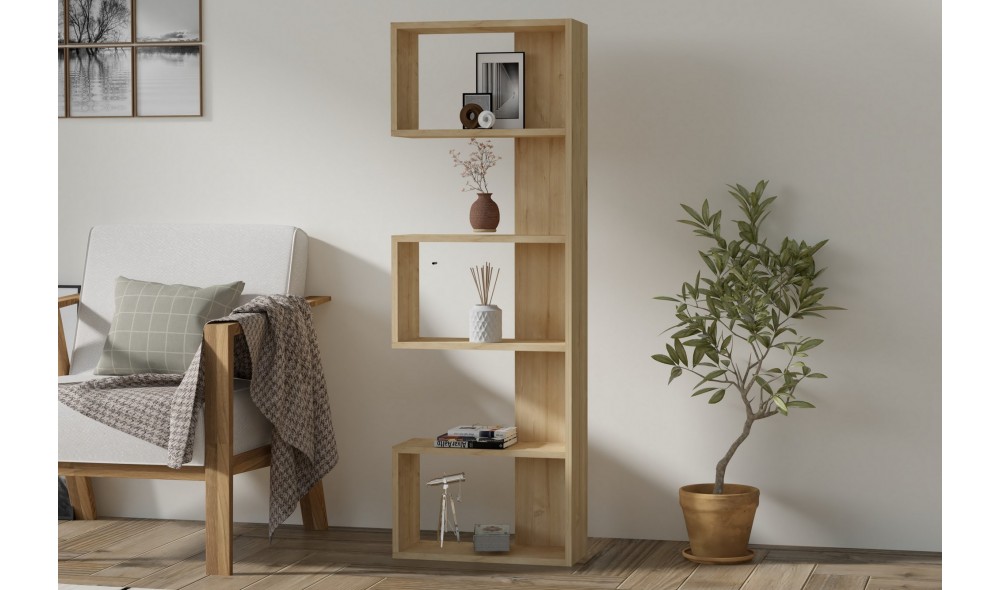 Raft pentru carti, Nebu, Stejar safir, 52 x 150 x 20 cm