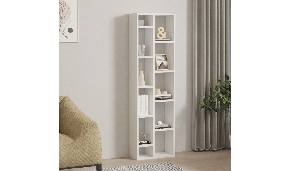 Raft pentru carti, Tomi, Alb, 44 x 150 x 20 cm