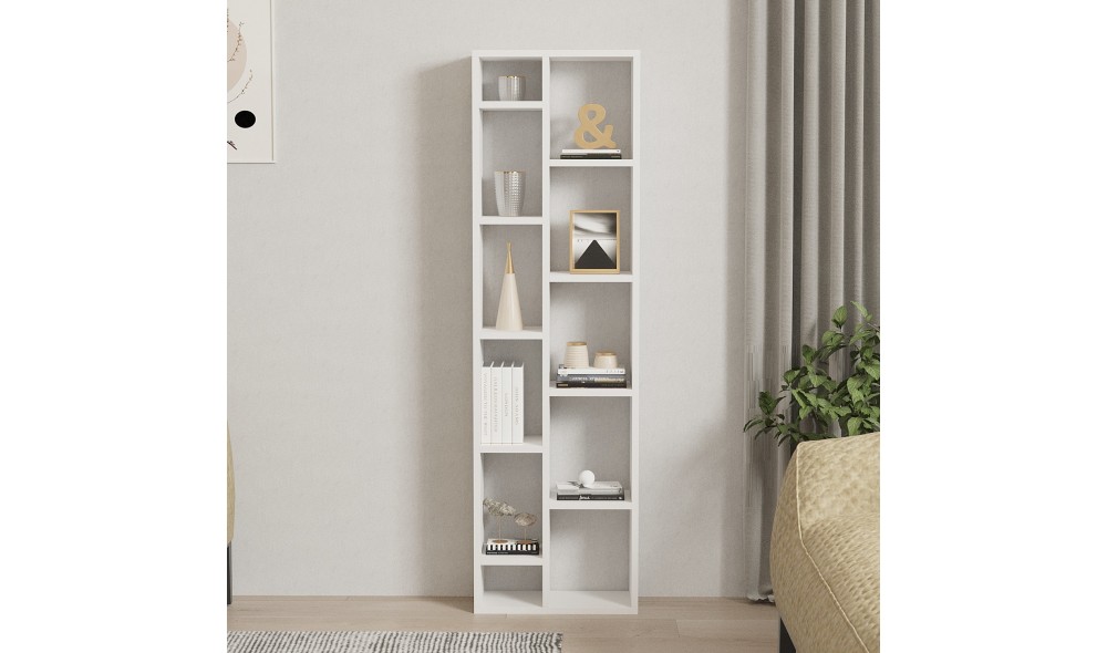 Raft pentru carti, Tomi, Alb, 44 x 150 x 20 cm