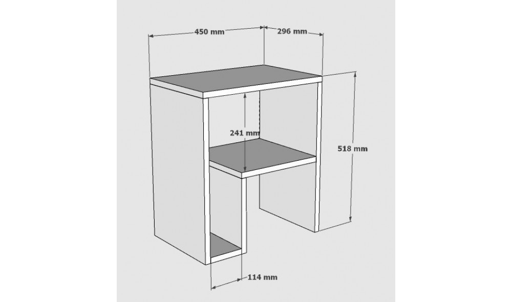 Masa laterala, Yepa, Alb, 45 x 52 x 30 cm