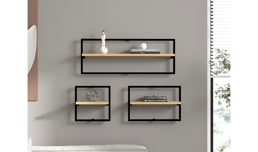 Raft de perete, Yeso, Stejar safir, 80 x 30 x 20 cm