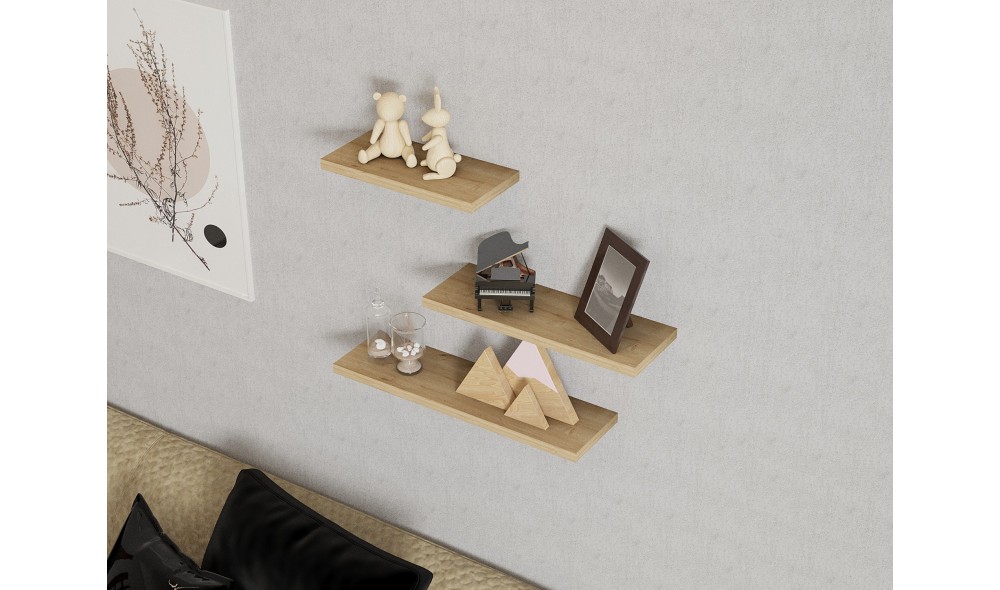 Raft de perete, Leila, Stejar safir, 50 x 14 x 2 cm