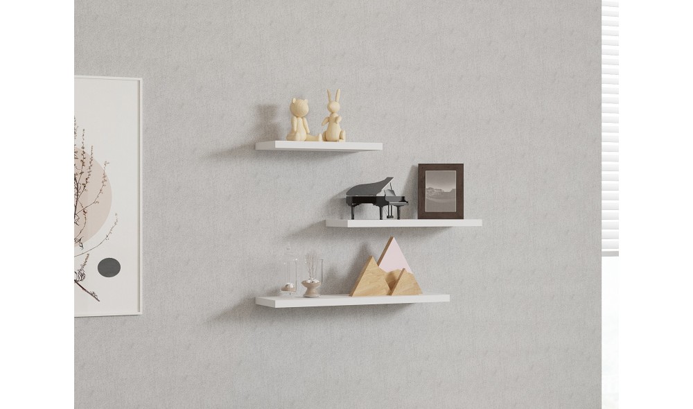 Raft de perete, Leila, Alb, 50 x 14 x 2 cm