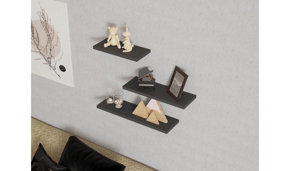 Raft de perete, Leila, Antracit, 50 x 14 x 2 cm