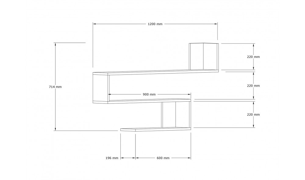 Raft de perete, Penne, Stejar safir, 120 x 71 x 20 cm