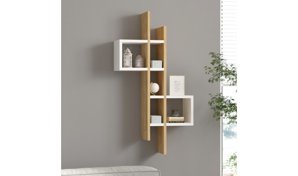 Raft de perete, Emse, Stejar safirAlb, 54 x 108 x 20 cm