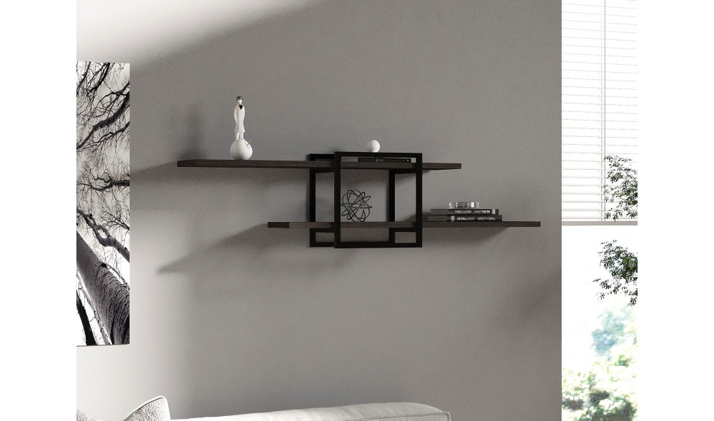 Raft de perete, Mone, AntracitNegru, 120 x 30 x 18 cm