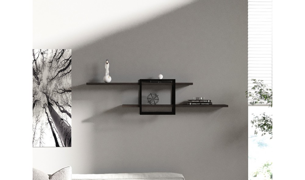 Raft de perete, Mone, AntracitNegru, 120 x 30 x 18 cm