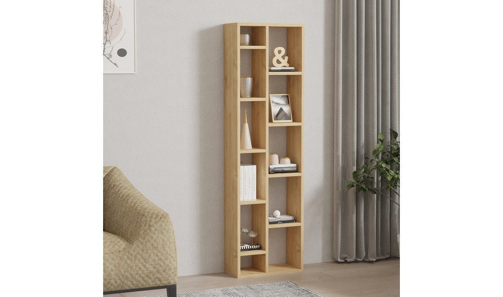 Raft pentru carti, Tomi, Stejar safir, 45 x 150 x 20 cm