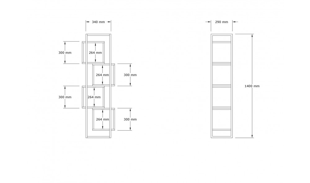 Raft pentru carti, Rabant, Alb, 44 x 140 x 29 cm