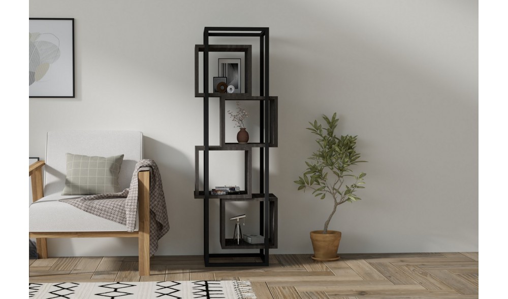 Raft pentru carti, Rabant, Antracit, 44 x 140 x 29 cm