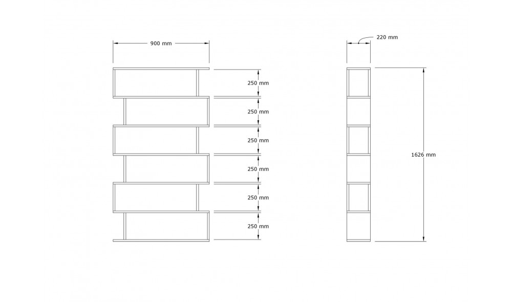 Raft pentru carti, Hector, Safir, 90 x 163 x 22 cm