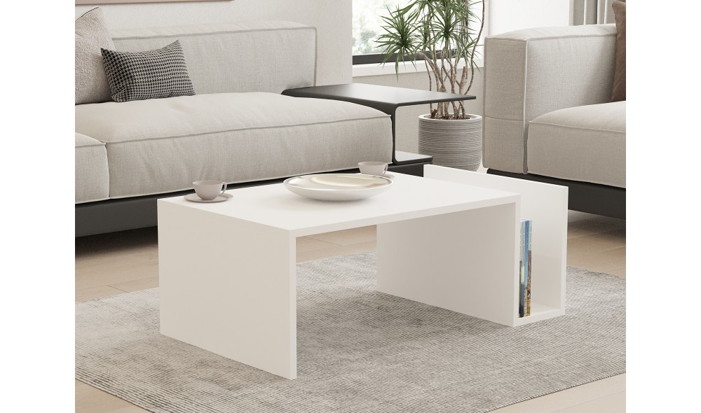 Masuta de cafea, Memo, Alb, 87 x 32 x 50 cm