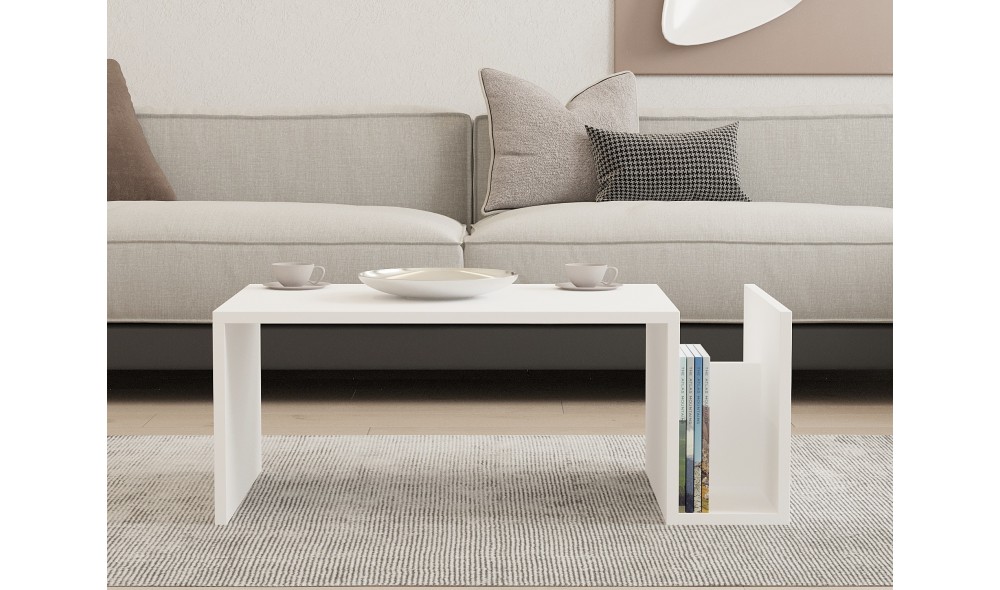 Masuta de cafea, Memo, Alb, 87 x 32 x 50 cm