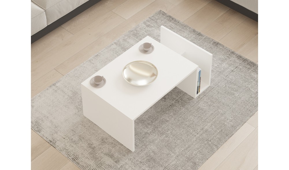Masuta de cafea, Memo, Alb, 87 x 32 x 50 cm