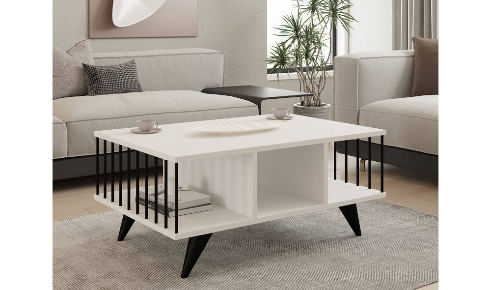 Masuta de cafea, Bert, Alb, 90 x 40 x 60 cm