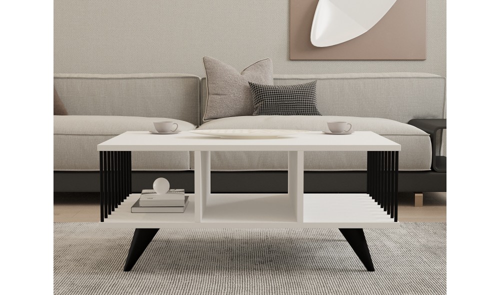 Masuta de cafea, Bert, Alb, 90 x 40 x 60 cm