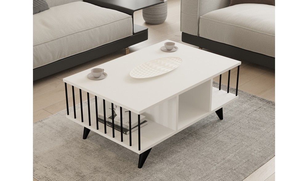 Masuta de cafea, Bert, Alb, 90 x 40 x 60 cm