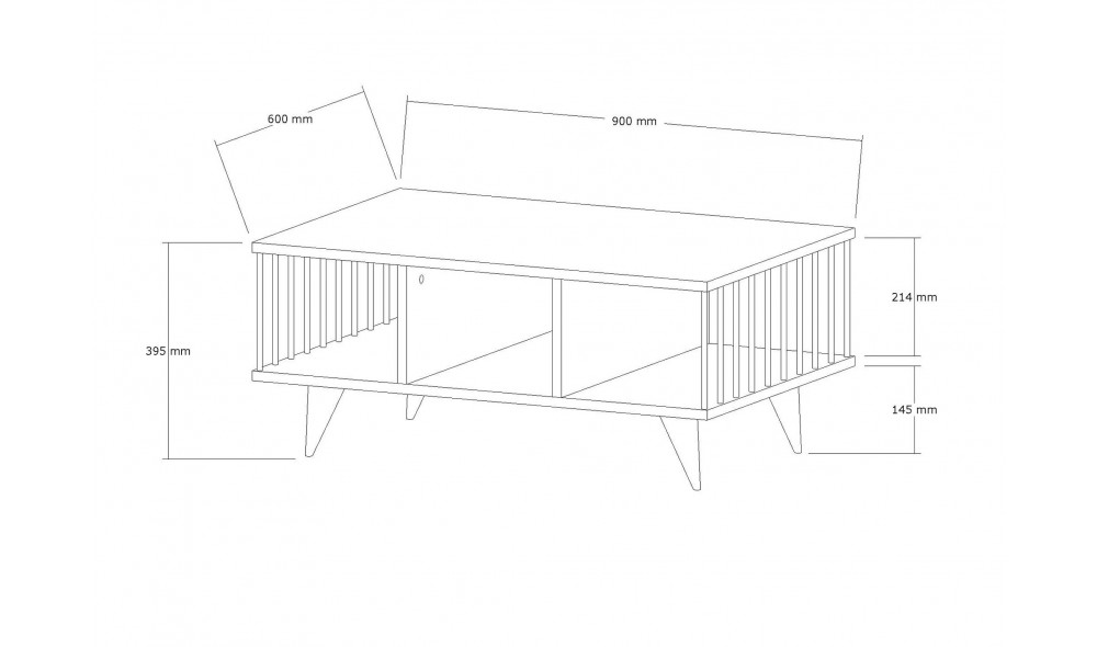 Masuta de cafea, Bert, Alb, 90 x 40 x 60 cm