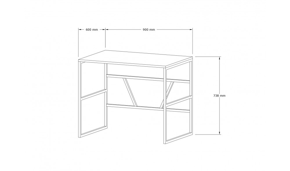 Birou de studiu, Monea, Antracit, 90 x 60 x 74 cm