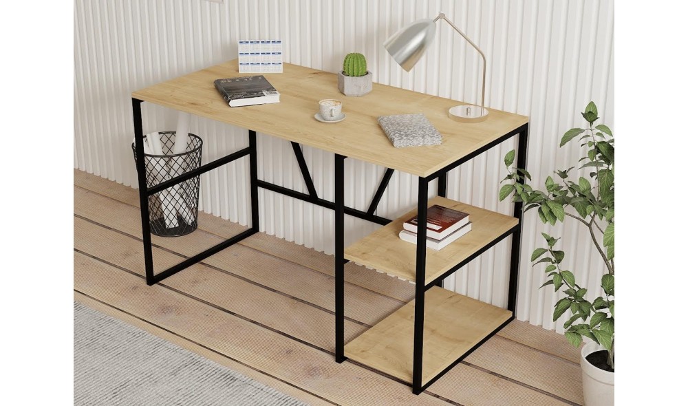 Birou de studiu, Caste, Stejar safir, 120 x 74 x 60 cm