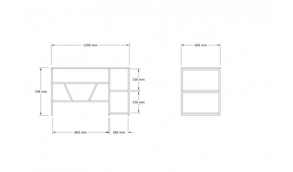 Birou de studiu, Caste, Antracit, 120 x 74 x 60 cm