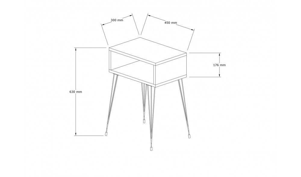 Noptiera, Tenby, StejarNegru, 45 x 63 x 30 cm