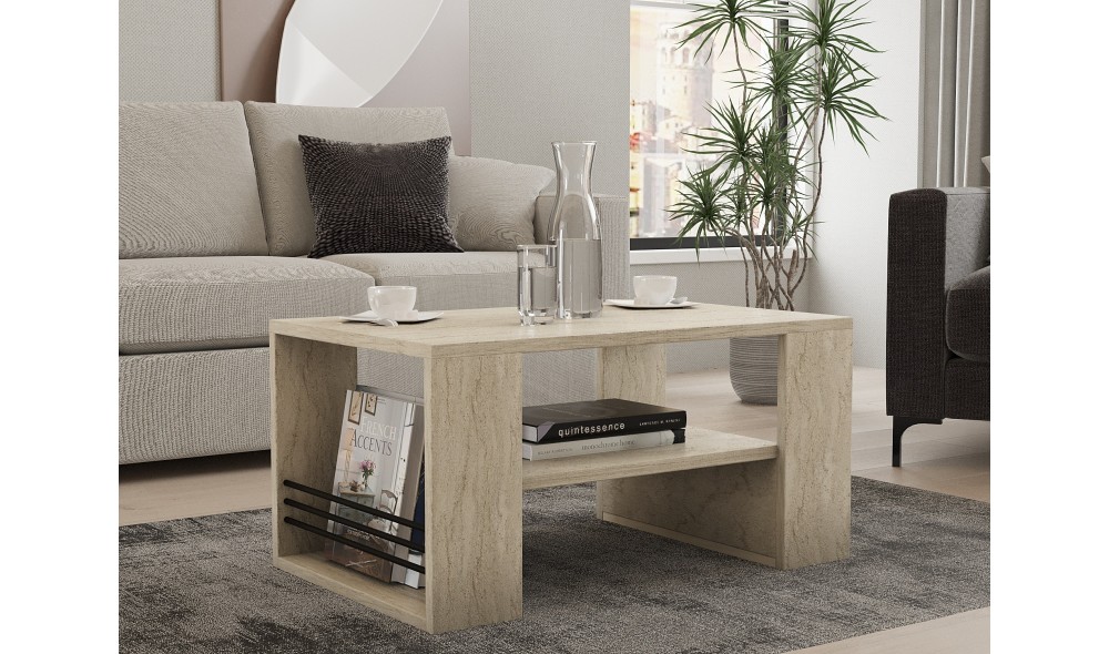 Masuta de cafea, Iris, Travertin, 80 x 40 x 50 cm