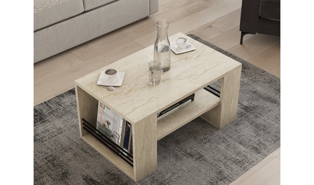 Masuta de cafea, Iris, Travertin, 80 x 40 x 50 cm