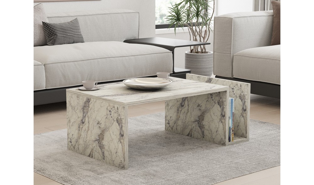 Masuta de cafea, Memo, Marmura Freesia, 87 x 32 x 50 cm