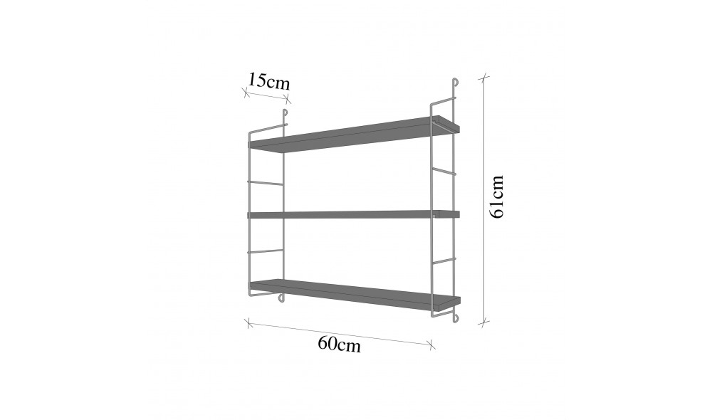 Raft de perete, 3 Units, AurMaro, 60 x 62 x 16 cm