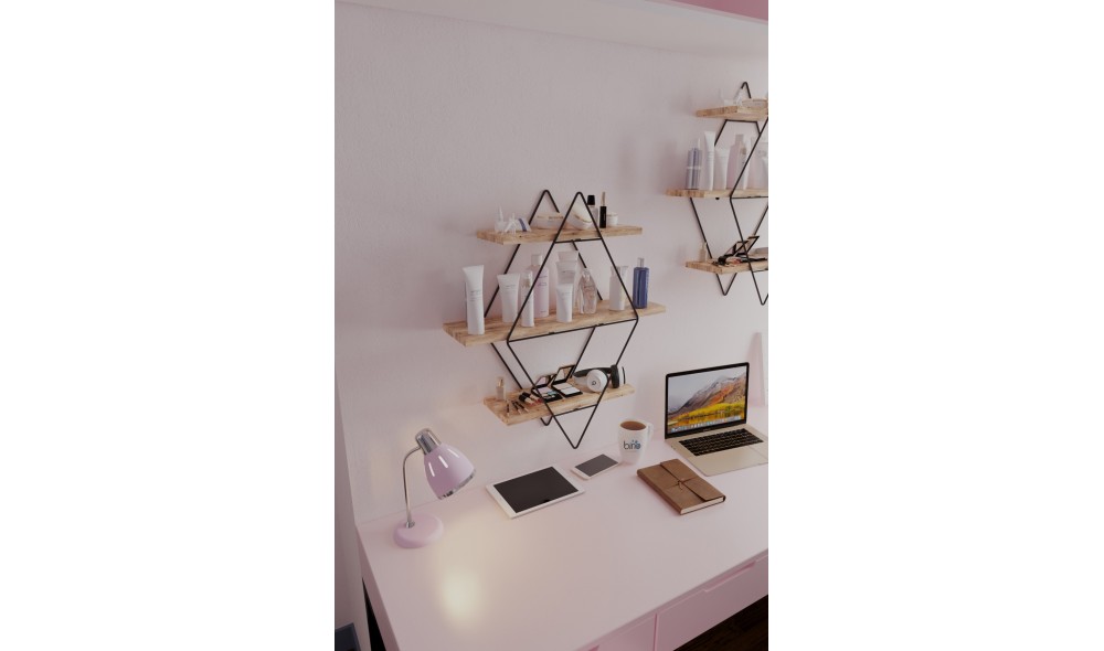 Raft de perete, Prizma, AurNegru, 70 x 60 x 16 cm