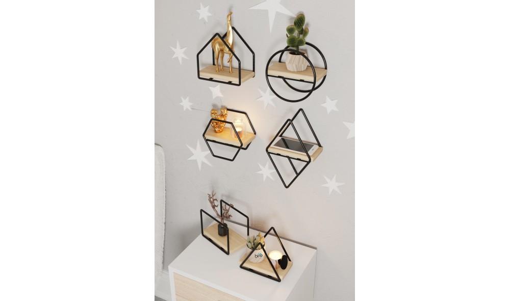 Raft de perete, Minyatur, AurNegru, 15 x 17 x 10 cm