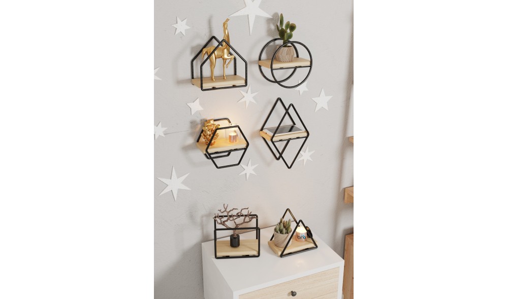 Raft de perete, Minyatur, AurNegru, 15 x 17 x 10 cm