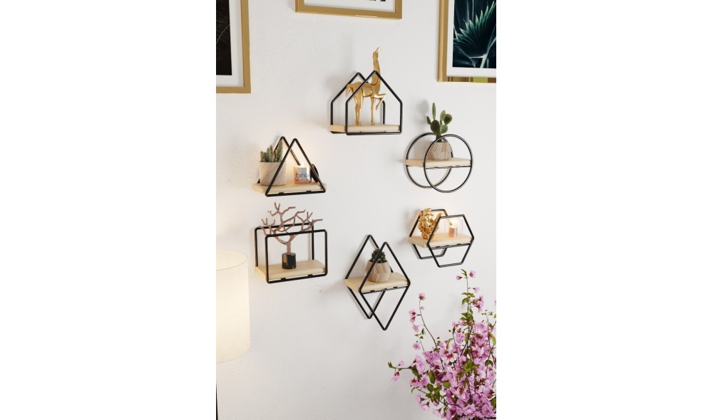 Raft de perete, Minyatur, AurNegru, 15 x 17 x 10 cm