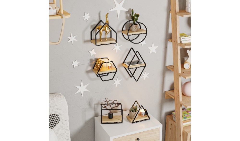 Raft de perete, Minyatur, AurNegru, 15 x 17 x 10 cm