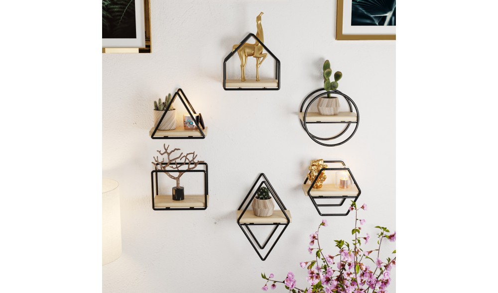 Raft de perete, Minyatur, AurNegru, 15 x 17 x 10 cm