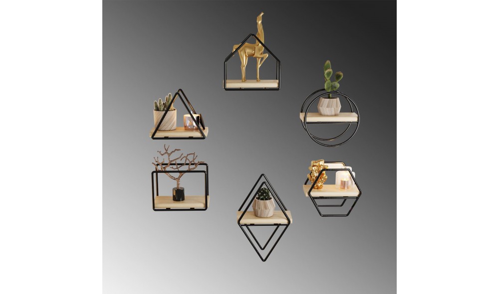 Raft de perete, Minyatur, AurNegru, 15 x 17 x 10 cm