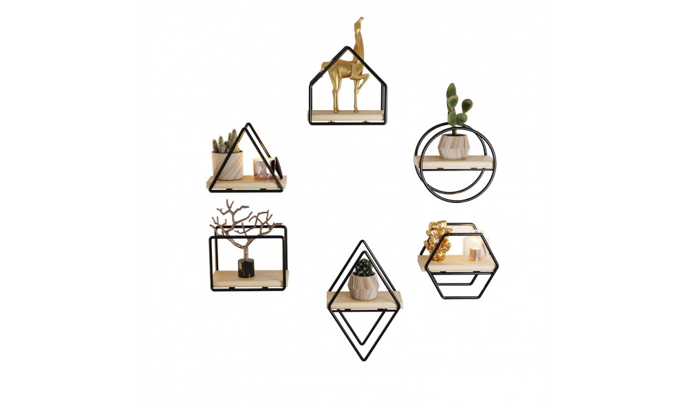 Raft de perete, Minyatur, AurNegru, 15 x 17 x 10 cm