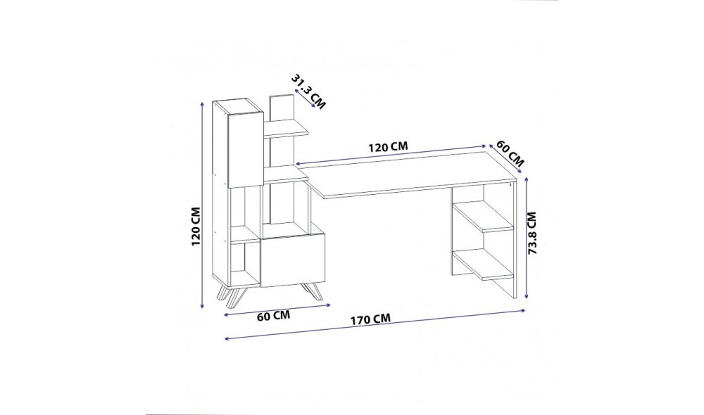 Birou de studiu, Alis, AlbNuc, 170 x 120 x 60 cm