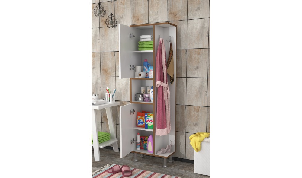 Dulap de baie, Grand, Alb, 48 x 160 x 25 cm