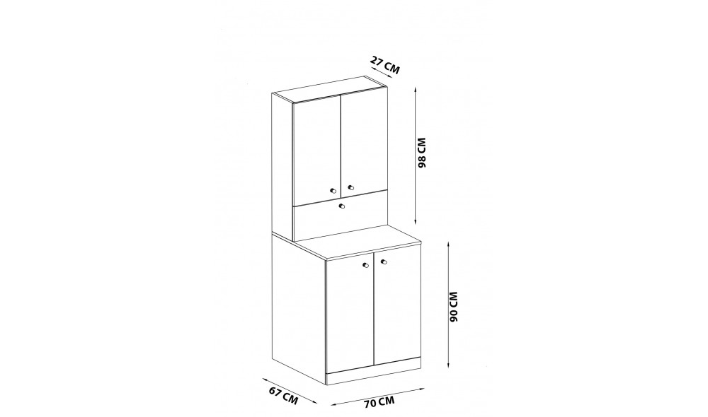 Dulap masina de spalat, Palmira, Alb, 70 x 90 x 67 cm
