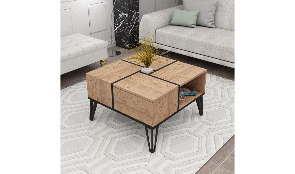 Masuta de cafea, Nirvana, Pinul AtlanticNegru, 72 x 44 x 72 cm