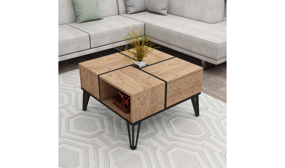 Masuta de cafea, Nirvana, Pinul AtlanticNegru, 72 x 44 x 72 cm