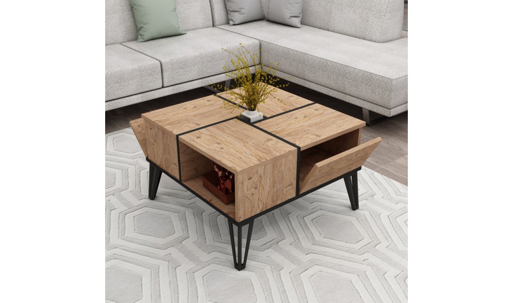 Masuta de cafea, Nirvana, Pinul AtlanticNegru, 72 x 44 x 72 cm