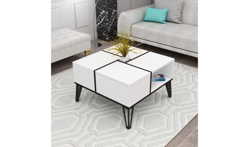 Masuta de cafea, Nirvana, AlbNegru, 72 x 44 x 72 cm